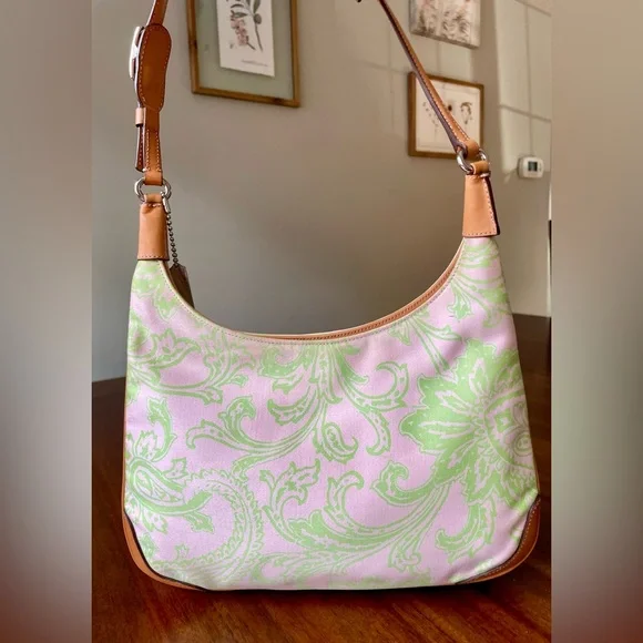 Vintage Coach Pink & Green Paisley Girlie Hobo Y2K 2001 - Picture 6 of 15